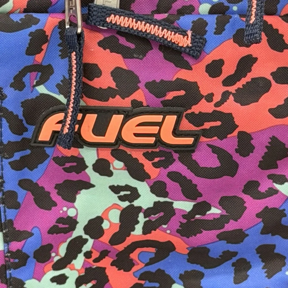 FUEL Ultimate Extreme Bungee Backpack Leopard Cheetah Navy Coral Multicolor